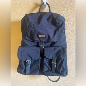 Baggallini black nylon backpack with Leather trim